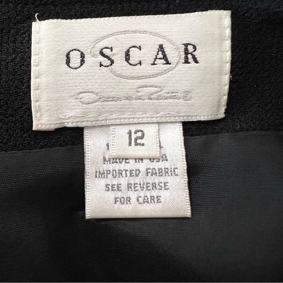 Oscar By Oscar De La Renta 100% Wool Black Skirt Suit Jacket Sz 10 - Skirt Sz 12 - Picture 14 of 16